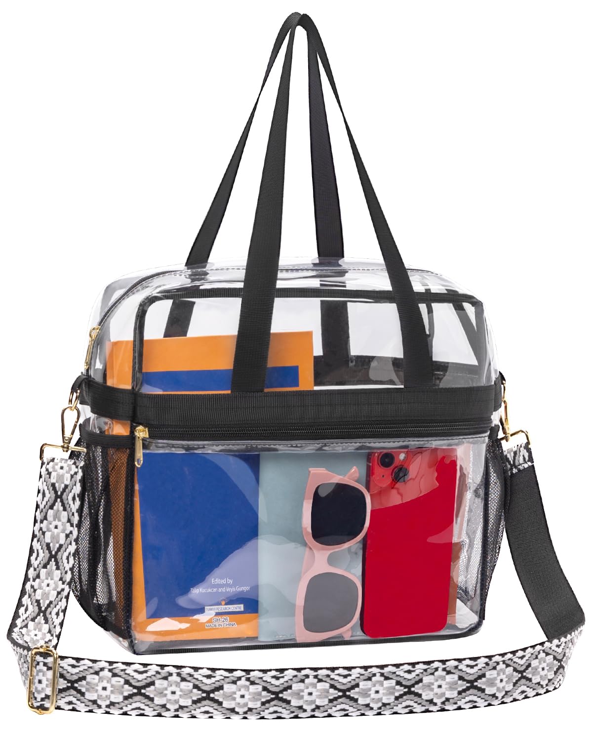 Paxiland Clear Tote Bag for Stadium Events, 12x6x12 Inches Stadium Approved