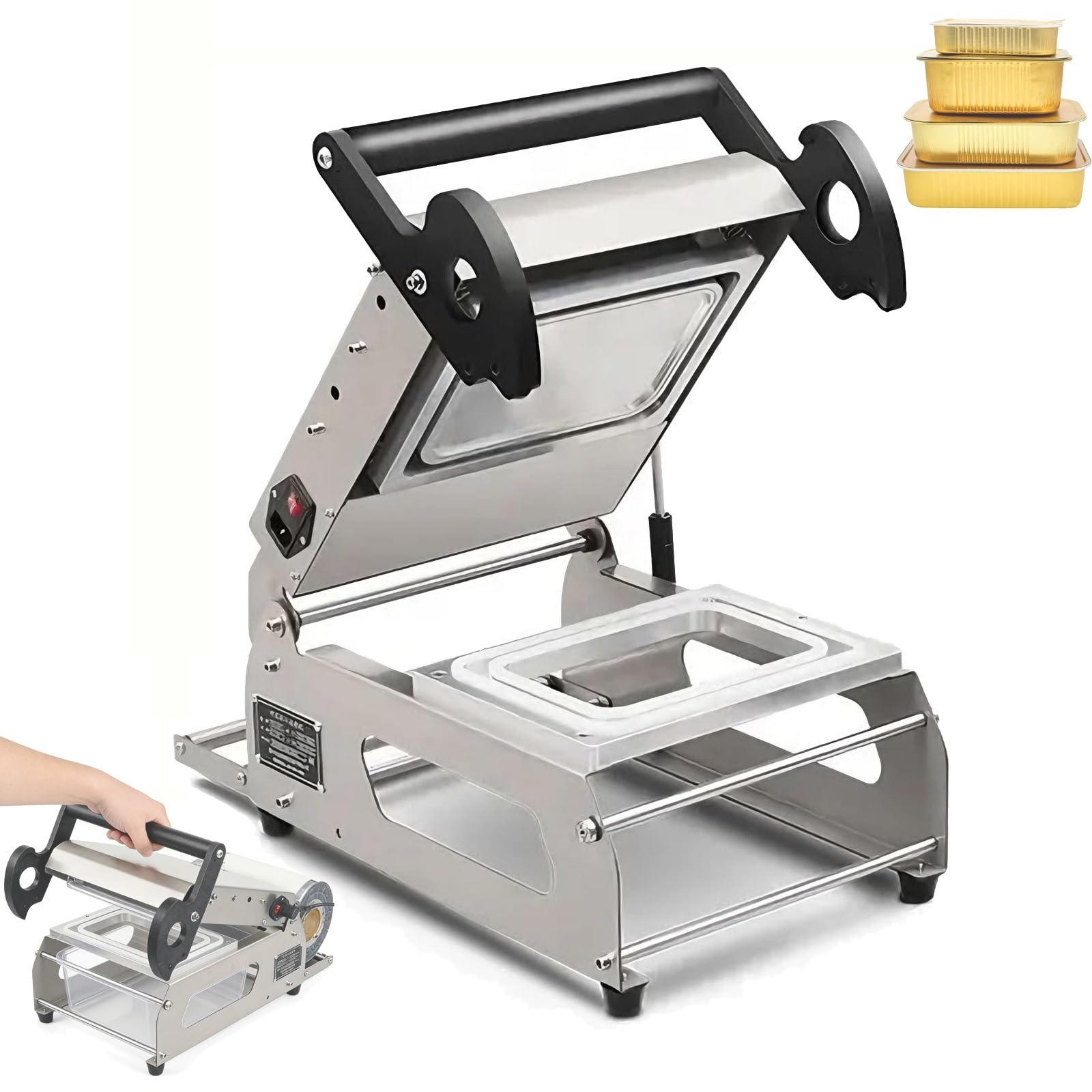 Máquina de envasado de sellado térmico, sellador comercial de alimentos con control de temperatura, ancho de película en rollo de 180 mm, velocidad de sellado 7-8 veces/minuto