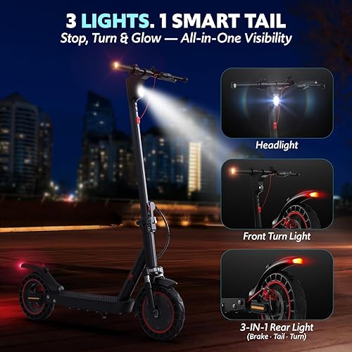 Miniatura 22 de Electric Scooter for Adults, Up to 18/19Mph & 21/23Miles, Built in Side/Turn Light, Folding E-Scooter with Front/Dual Suspension, 8.5/10" Honeycomb
