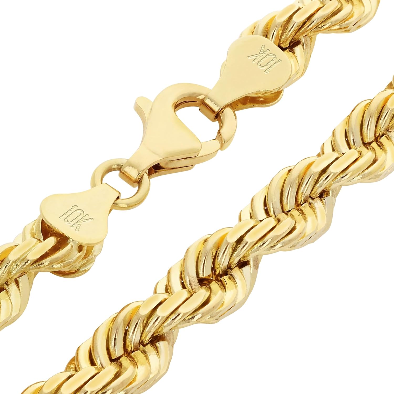 Nuragold 10k Real Yellow Gold 10mm Rope Chain Diamond Cut Necklace (22"-30") Italian Jewelry for Men - Image 4