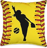 Vista 5 de Chicas Softbol Jugador Regalos Fastpitch Softbol Divertido Lanzamiento Almohada de 18.0 x 18.0 in, Multicolor