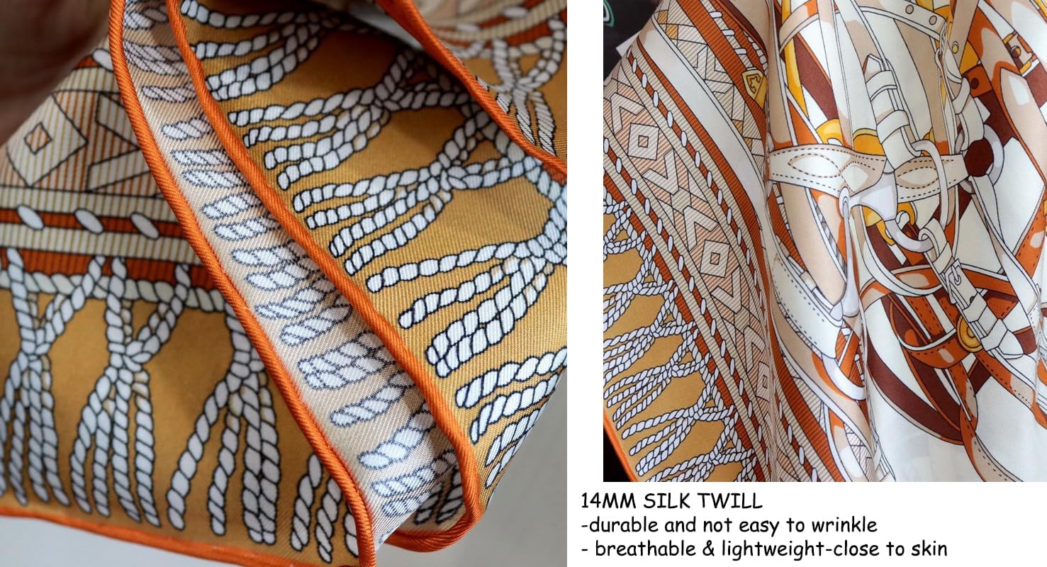 ANDANTINO 100% Pure Mulberry Silk Scarf 35" Large Square Lightweight Headscarf –Women’s Hair Wraps-With Gift Packed