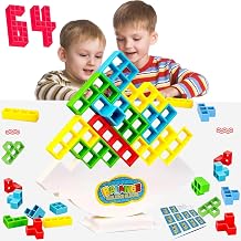 64 Pieces Tetra Tower, Balance Game, Montessori Educational Game, Stackable Games for Adults or Children 3+ Years Old