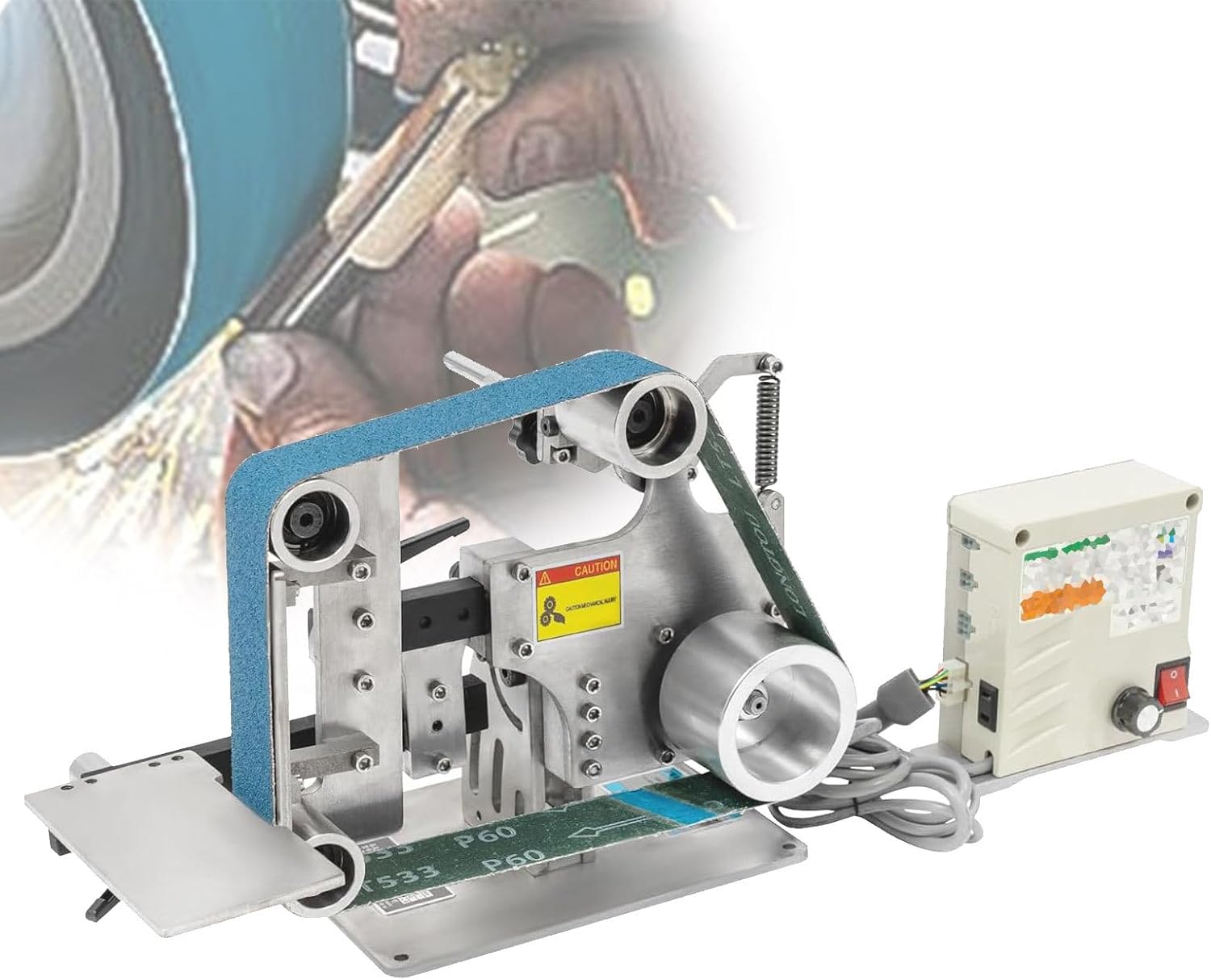 Belt Sander 750w Adjustable Belt Sander with Brushless Motor Desktop Electric Polishing Grinding Belt Machine Electric Bench Grinder Vertical Speed Polisher