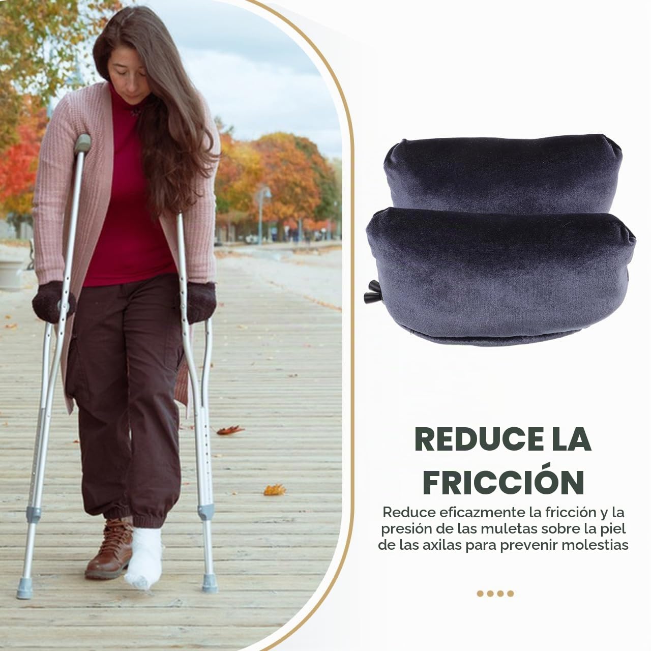 Healeved Almohadillas Para Muletas Axilas De Tela Gruesa 7.87X3.74X3.54In Cojines De Muleta De Espuma Suaves Juego De 1 Par Fundas Reemplazo Para Accesorios De Movilidad