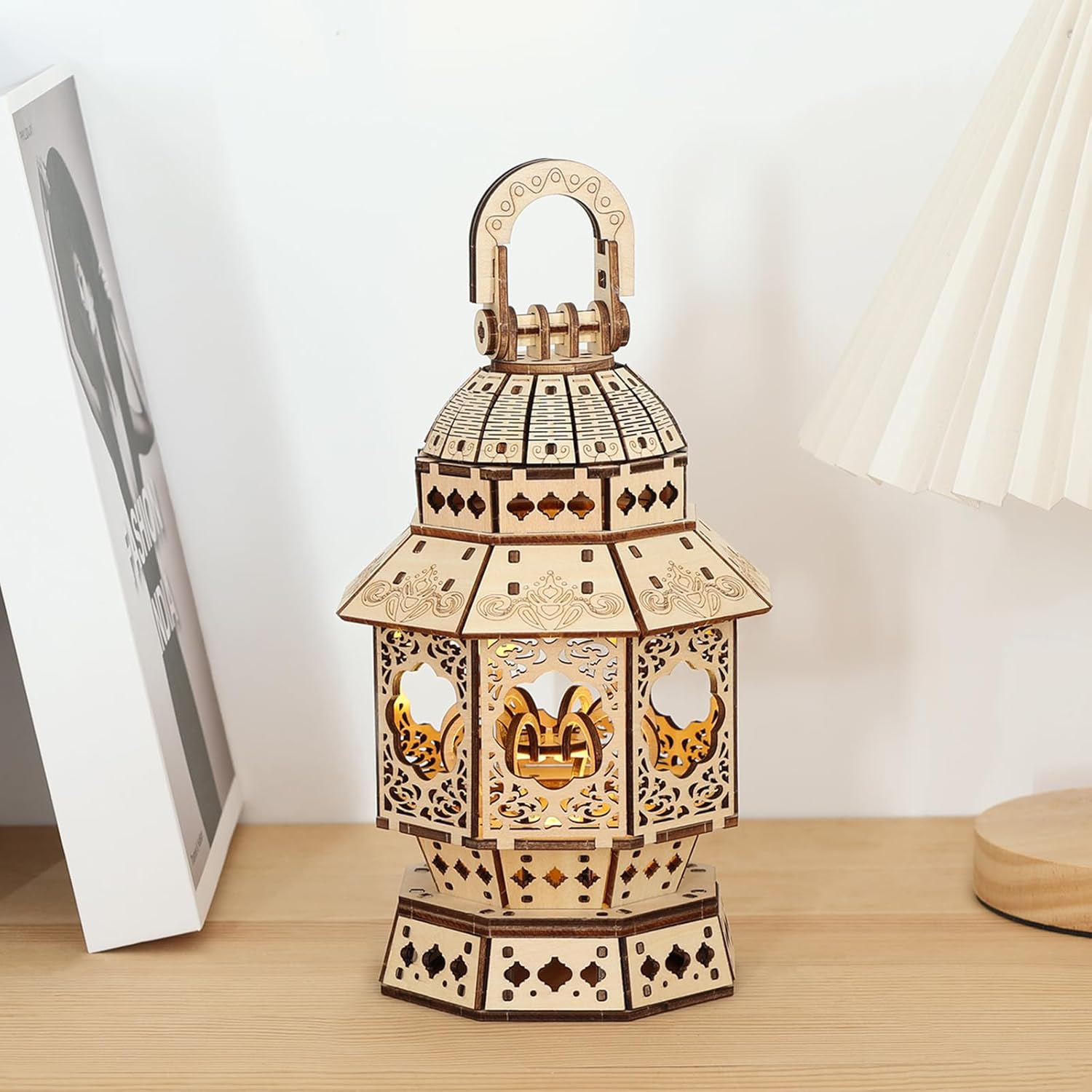 Assembled Cuteefun 3D Wooden Hand Lantern without LED light
