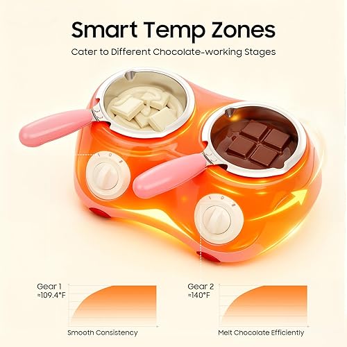 Miniatura 3 de Electric Melting Candy Chocolate Pot, Mini Fondue Fountain Pot Kit with DIY Accessories, Double Furnace Butter Cheese Melting Bowls, Home Kitchen