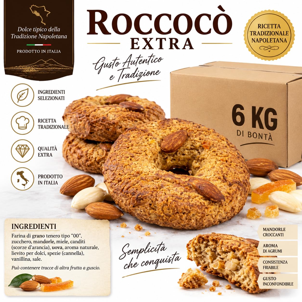 Roccocò Extra 6 kg Dolci Tradizionali Napoletani alle Mandorle Biscotti