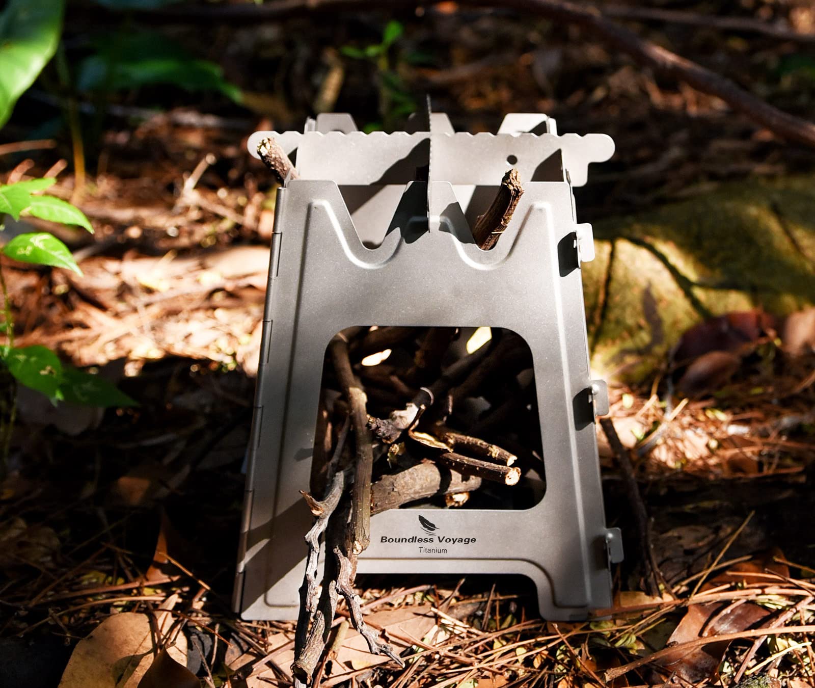 Boundless Voyage Poêle à bois en titane pour camping, randonnée, cuisine, randonnée - Léger et portable