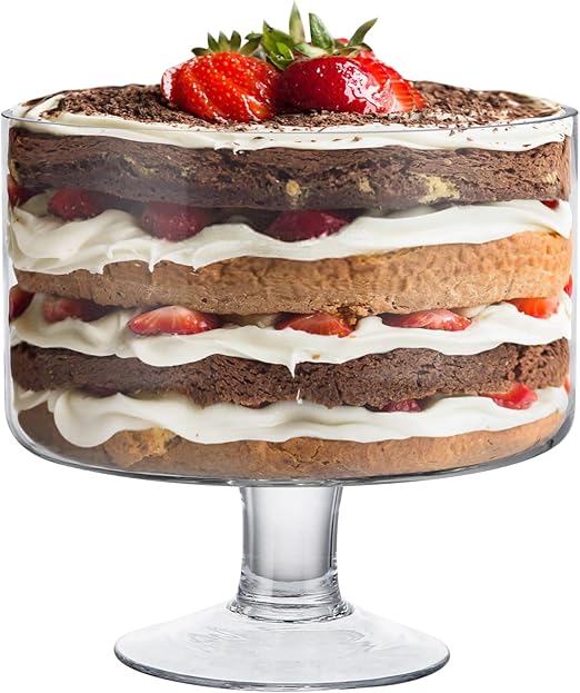 MDLUU Glass Trifle Bowl with Pedestal, 3.15Quart Dessert