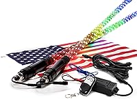 Vista 19 de True Mods - 2 luces led de látigo en espiral, RGB, control remoto inalámbrico RF, bandera, impermeable, antena para RZR Can-Am Polaris, SxS, 4x4