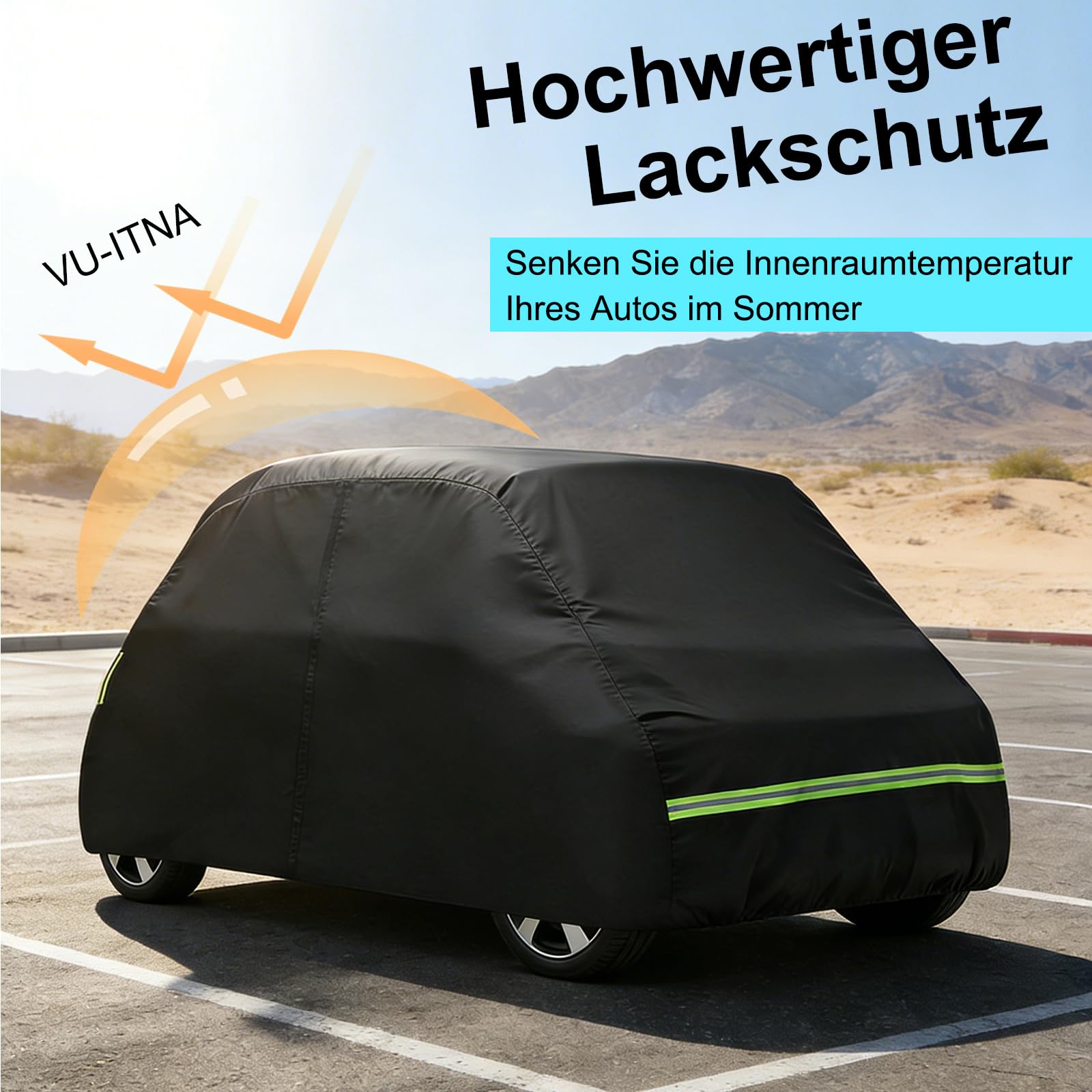 Vollgarage Autoabdeckung Ersatz für Citroen Ami/Opel Rocks-e/Electric/FIAT Topolino 2020-2024, Auto Abdeckplane Autogarage Ganzgarage, Atmungsaktive Vollgarage Wasserdicht Reflexionsstreifen