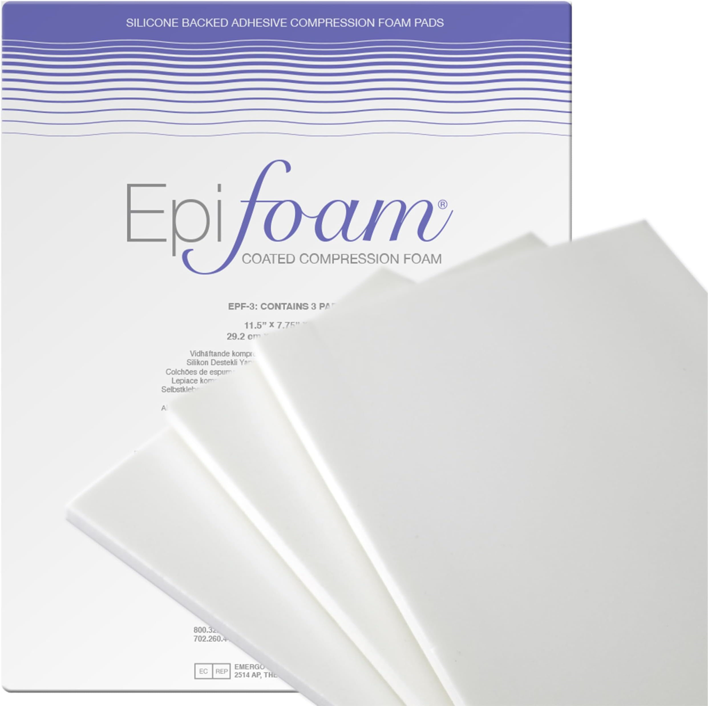 EpiFoam Silicone Coated Pad – Silicone Foam Dressing for Post Surgery & Liposuction Recovery – Lipo Foam Compression Pad for Comfort & Support – Includes 3 Sheets, 7.75 x 11.5 Inches