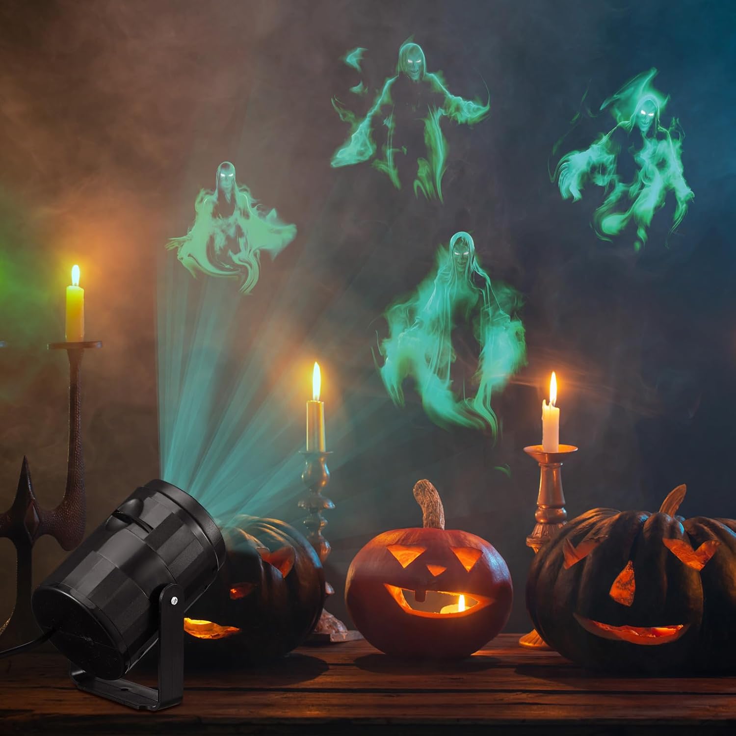 VIHOSE Halloween Ghost Projector Hologram Lights for Decoration Outdoor 4 in 1 Projector Digital Decoration Kit for Holiday Indoor Party Yard Decor