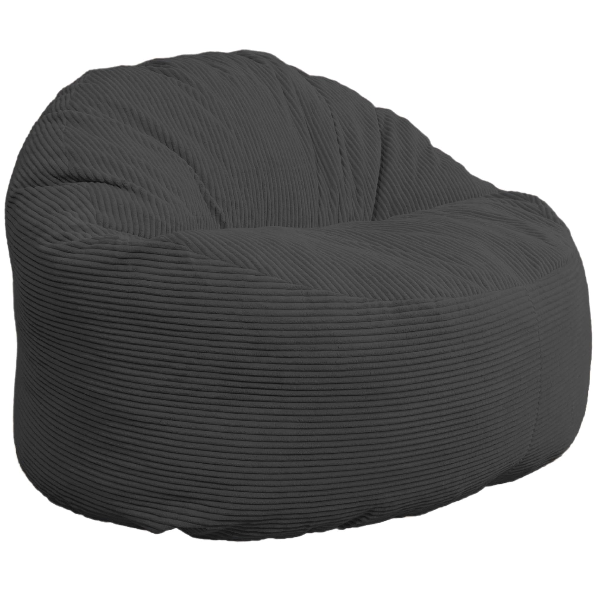 bananair - Pouf Poltrona Sacco in Velluto a Coste Larghe - Morbido e Confortevole - Imbottitura in Schiuma, Ottimo Supporto per la Schiena - Pouf Divano Gigante (100 cm, Grigio Scuro)