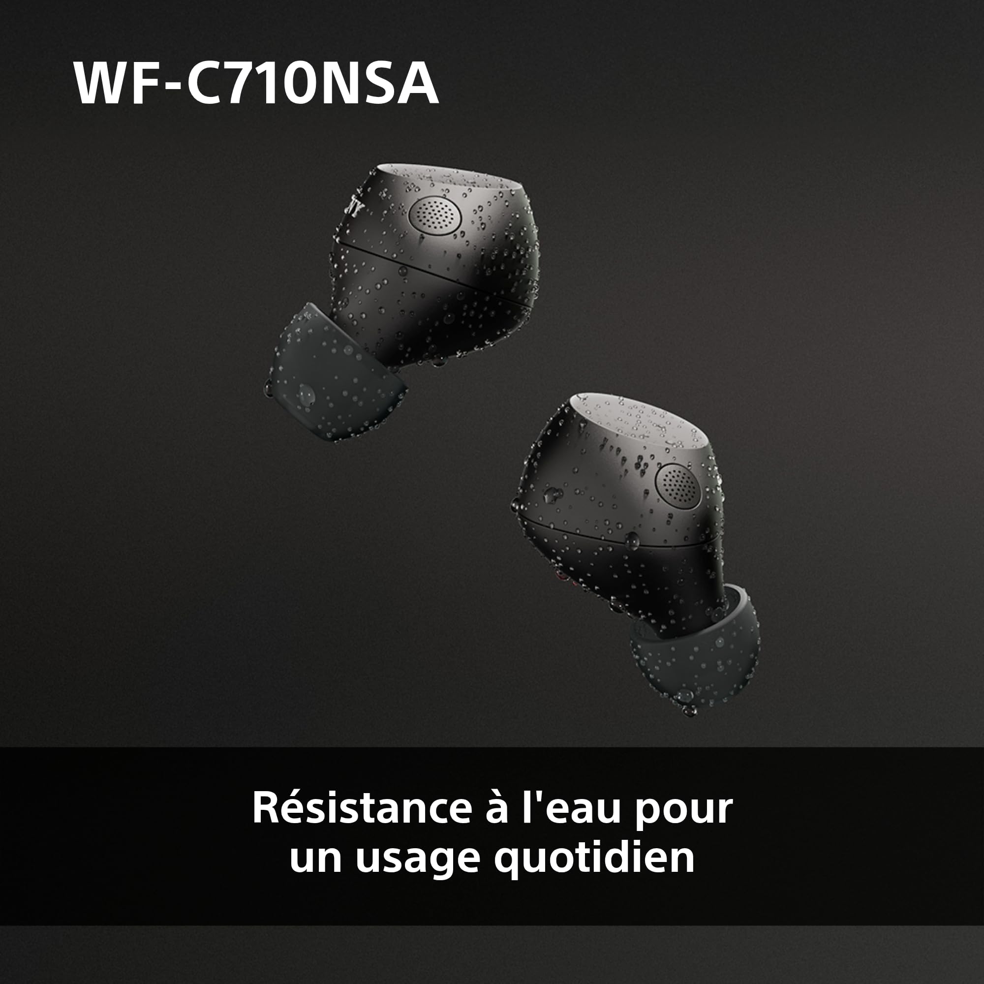 Sony WF-C710NSA - Écouteurs sans Fil à réduction de Bruit, écouteurs légers, Commandes tactiles, Connexion multipoint, IPX4, jusqu'à 40 HR de Pile, Charge Rapide, iOS et Android - Noir