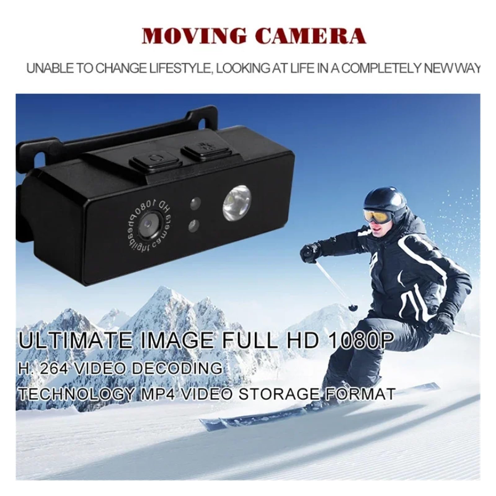 1080P HD Prima Prospettiva Action Cam Faro Fotocamera sportiva Videoregistratore a induzione manuale con batteria incorporata for azione