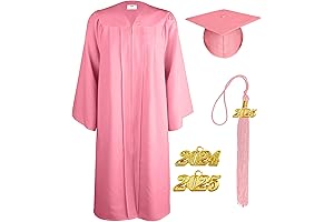 Unisex Matte Graduation Cap and Gown with 2024/2025 Year Charm - Chic Hot Pink Color