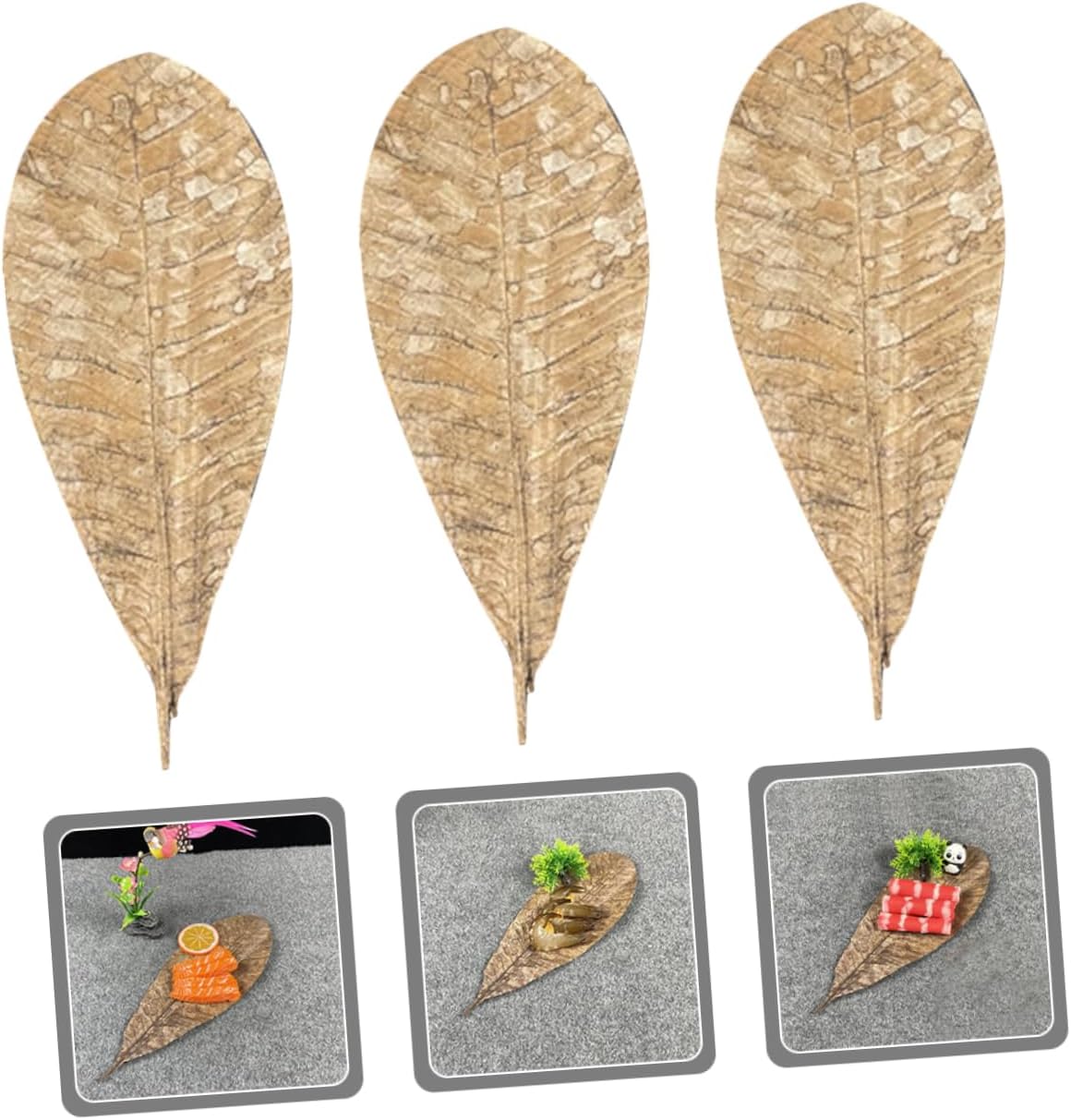 20pcs Dried Poplar Leaf Pad Leaf Decoration for Sushi Sashimi Plate DIY Food Photography Props