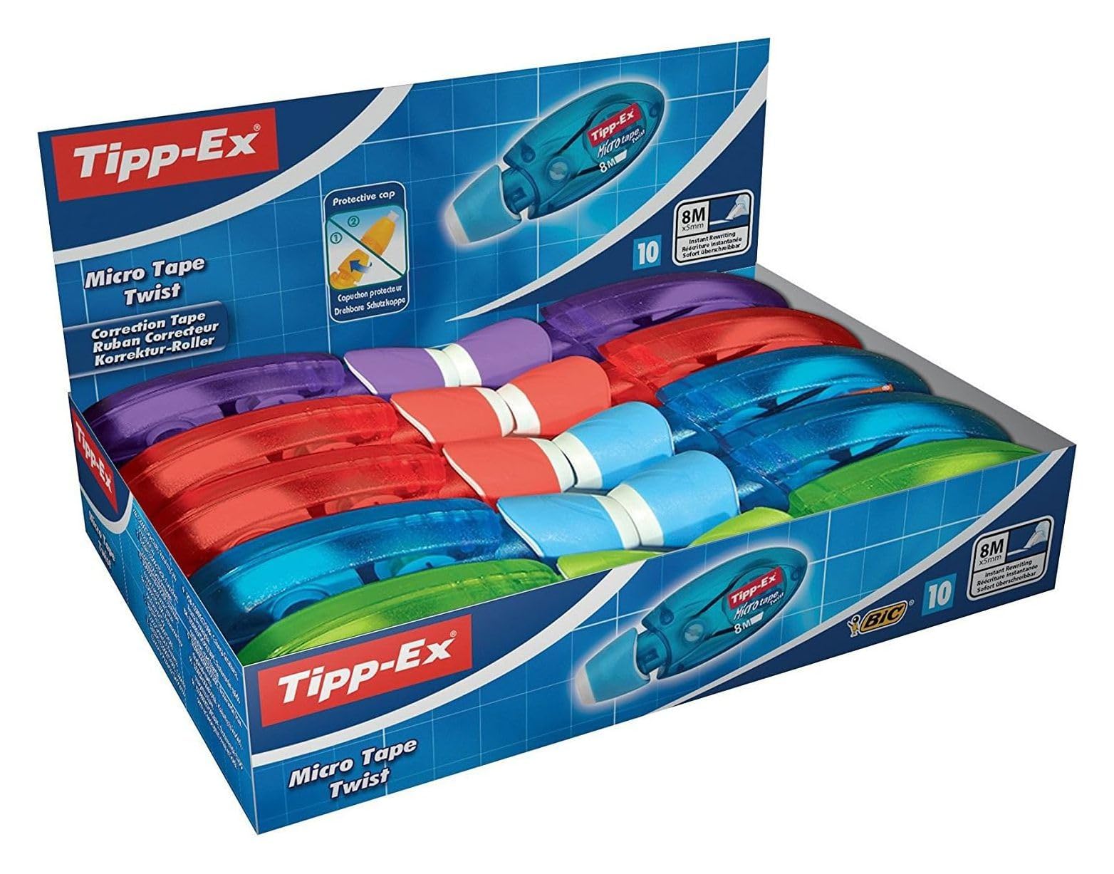 Tipp-Ex Micro Tape Twist Correction Roller with Rotating Cap 5mmx8m Ref 870615 [Pack 10]