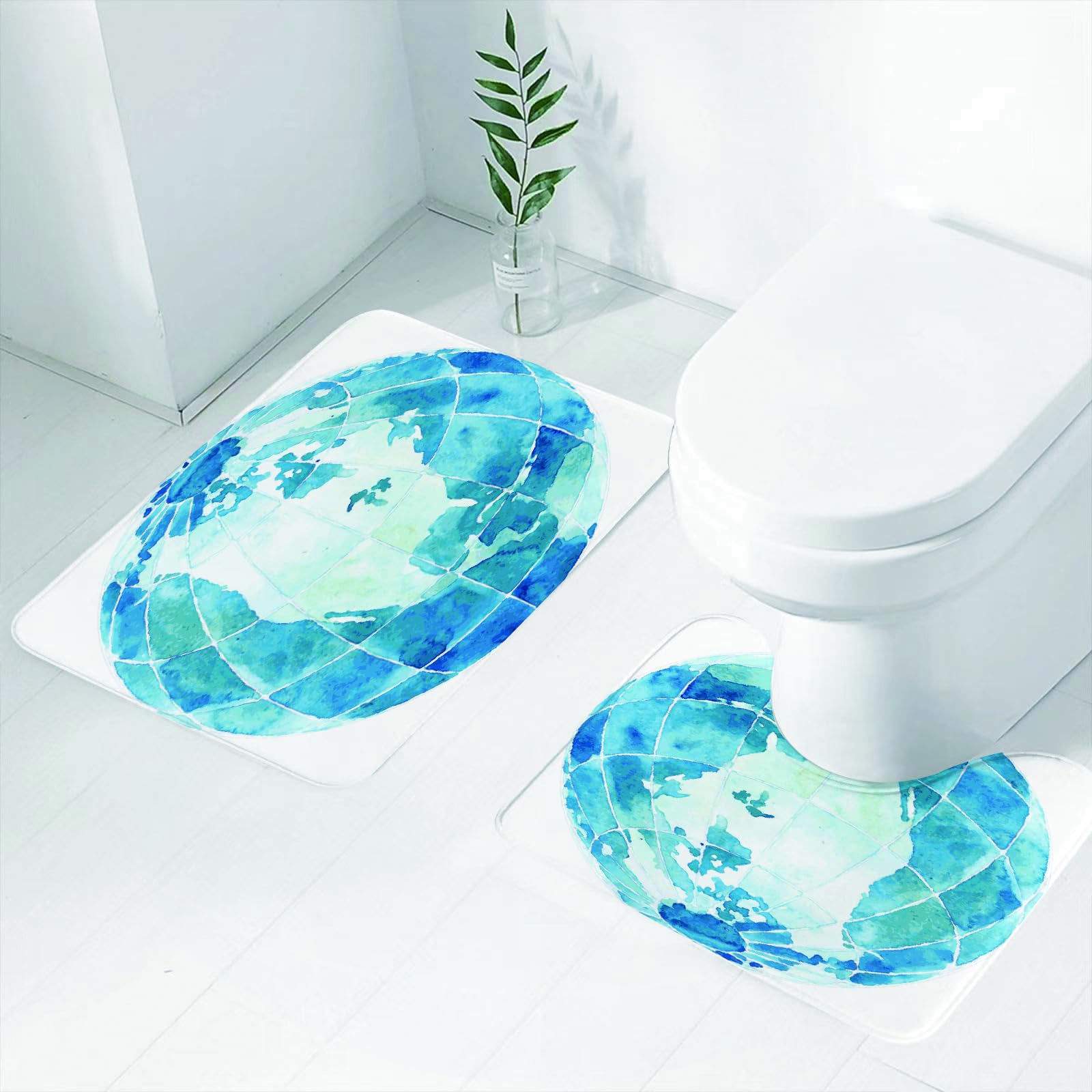 Set di 2 tappetini da Bagno, Lavabili in Lavatrice e Antiscivolo, tappetini in Morbida Fibra Superfine, Giornata Mondiale dell'ambiente PNG, Giornata Mondiale dell'ambiente.
