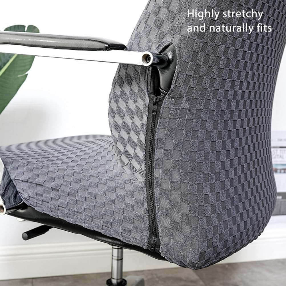 High Stretch Office Chair Cover 2 Pack, Removable Boss Chair Slipcovers with Zipper Universal Washable Computer Chair Slipcover Protector for Office Home Decorative,Beige 2 Pack,M