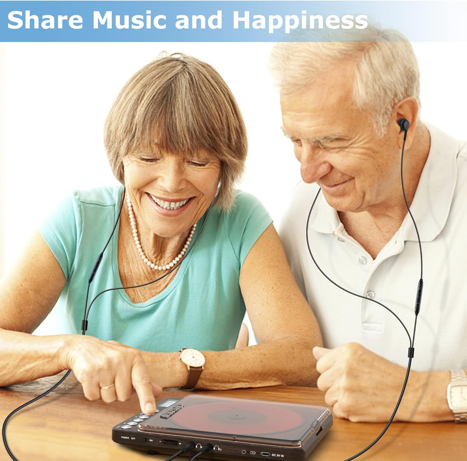 CD Player Portable, Portable, Built-in Speakers, Rechargeable CD Player for Car with FM Transmitter, with Dual Headphones Jack for Kids Elderly, Anti- Shock Protection