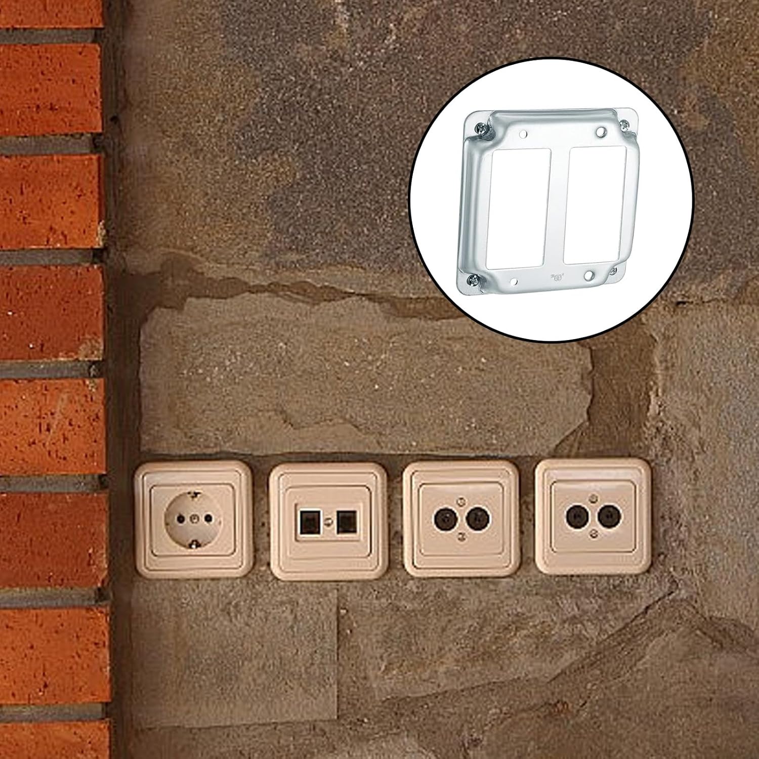 2Pcs Electrical Box Covers Plates 4x4Inch Zines Alloy GFCI Compatible Outlet for Junctions Box Panel Childproof Outlet