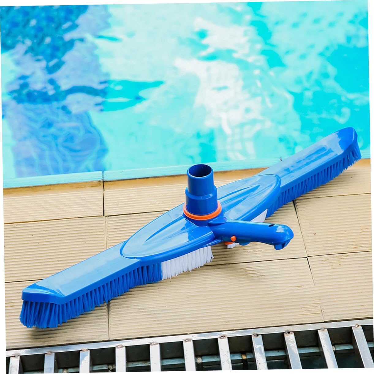 Toddmomy Brosse pour Piscine 50cm Poils Rigides en Plastique et Manche en Aluminium, Brosse Robuste pour Surfaces Lisses, Nettoyage Humide ou Sec, pour Extérieur et Intérieur