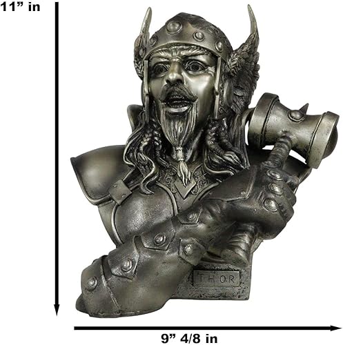 Miniatura 2 de Ebros Gift Gran Thor Odinson empuñando Mjolnir Martillo Busto Estatua 11" Alto Mitología nórdica Dios del Trueno Rayo Martillo Mjolnir Donar Hijo de