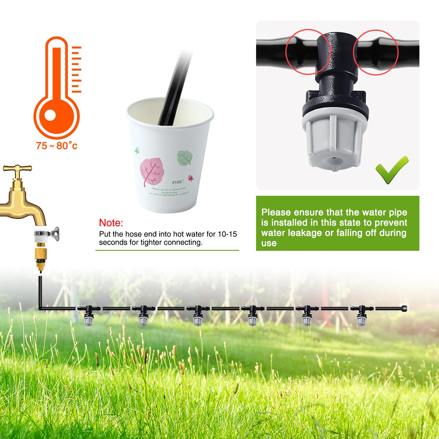 VooGenzek 30 PCS Irrigation Dripper Sprinklers, Micro Emitter Drippers Tee Joint, for 4/7mm Garden Hose - Image 4