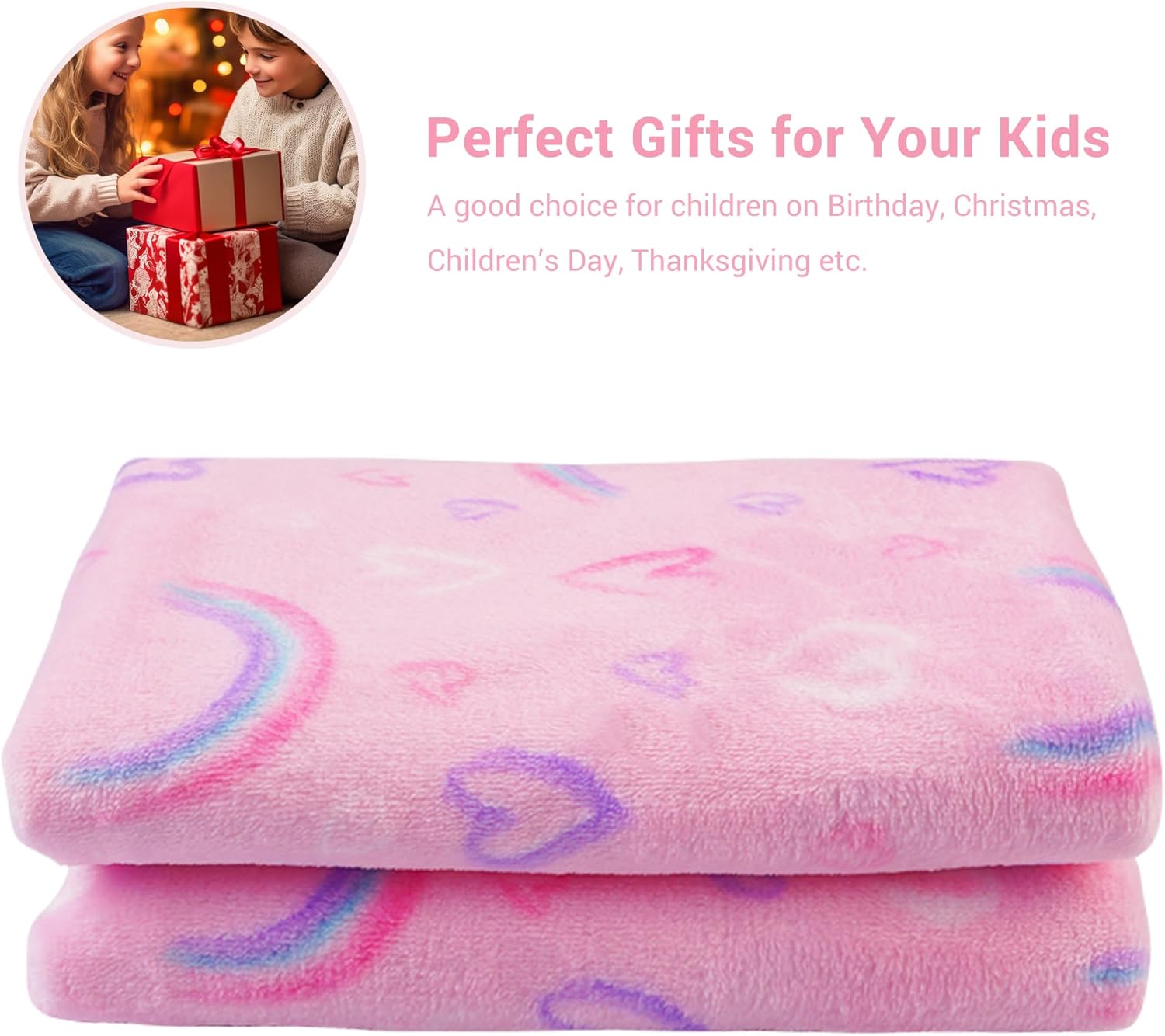 Viviland Kids Rainbow Print Blanket, Warm Lightweight Plush Throw for Boys & Girls, 50" x 60" - Image 6