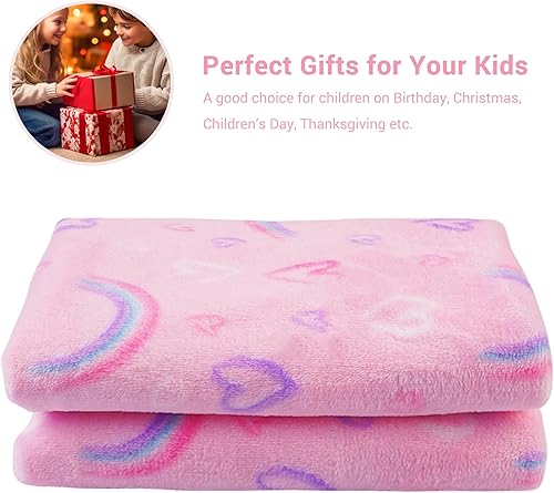 Miniatura 6 de Viviland Manta para niños, mantas con estampado de arco iris para niños y niñas, manta de felpa cálida y ligera manta de vellón arcoíris para sofá,