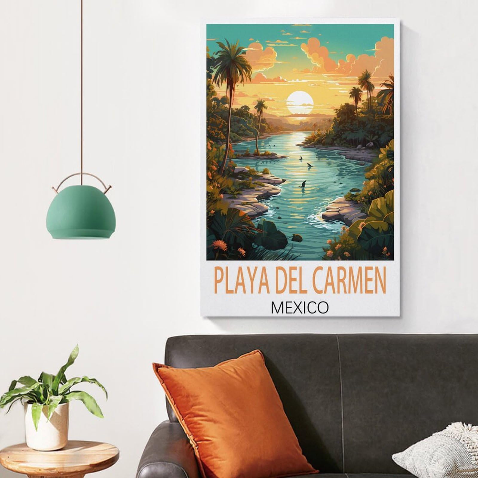 Poster Toile Vintage Plage De Tulum Mexique – Décoration Murale 40 X 50 Cm – Impression Haute Qualité Sans Cadre