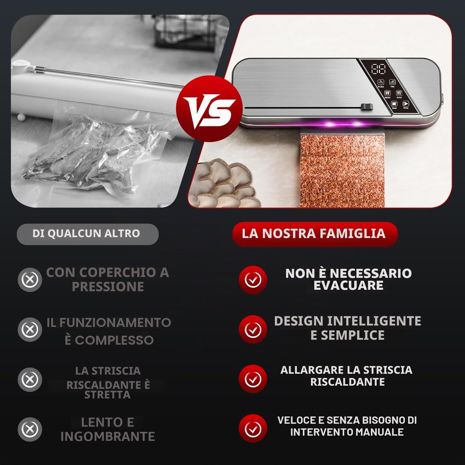Macchina sottovuoto per alimenti professionale UV, 15L/Min sigillatore a vuoto con 100 sacchetti sottovuoto inclusi, sottovuoto per alimenti per cottura sous-vide
