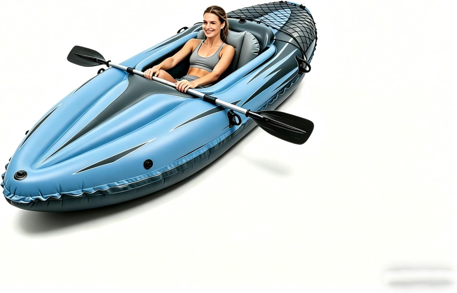 1-Person Inflatable Kayak, Foldable PVC Fishing Canoe for Adults & Pets, Portable Kayak with Paddle, Pump, Seat & Repair Kit, Durable Puncture-Resistant for Lakes, Rivers, Fishing & Adventure