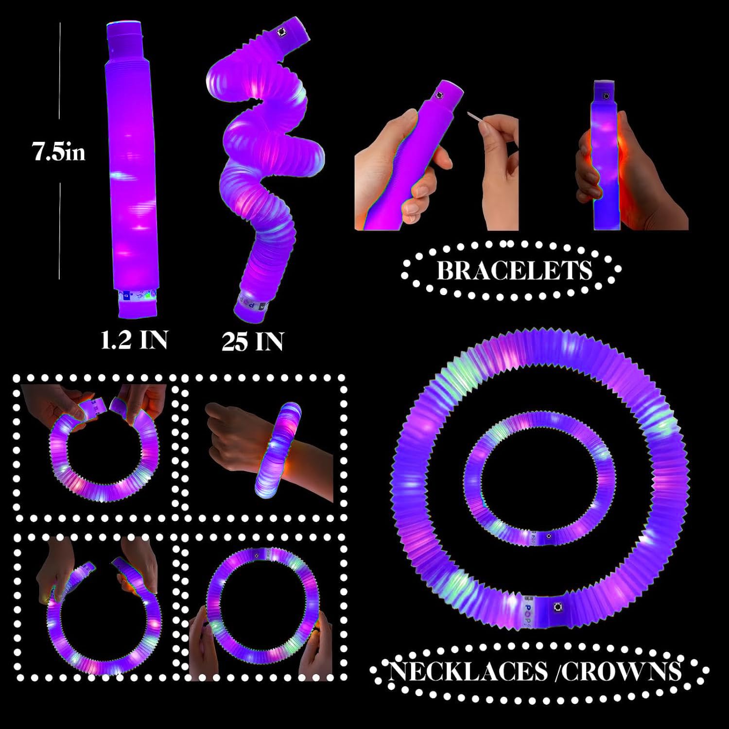 Collares luminosos y brazaletes, accesorios de fiesta para niños pequeños, tubos brillantes para niños, cumpleaños, camping, boda, fiesta, suministros para niños y niñas (paquete de 36 rosas)