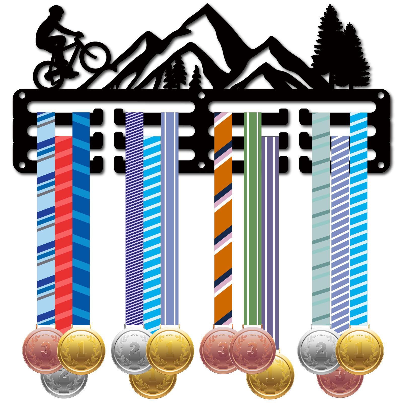 CREATCABIN Soporte Medallas Ciclismo Colgadores Metal Negro 29x13cm