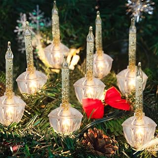 Couah Christmas Bubble Lights,Vintage Light String Set 11Ft 8 Clear Bubble Fluids with Gold Glitter (Plus 1 Spare Bulbs) C7/E12 Candelabra Base UL-Listed for Holiday Christmas Lighting Green Wire