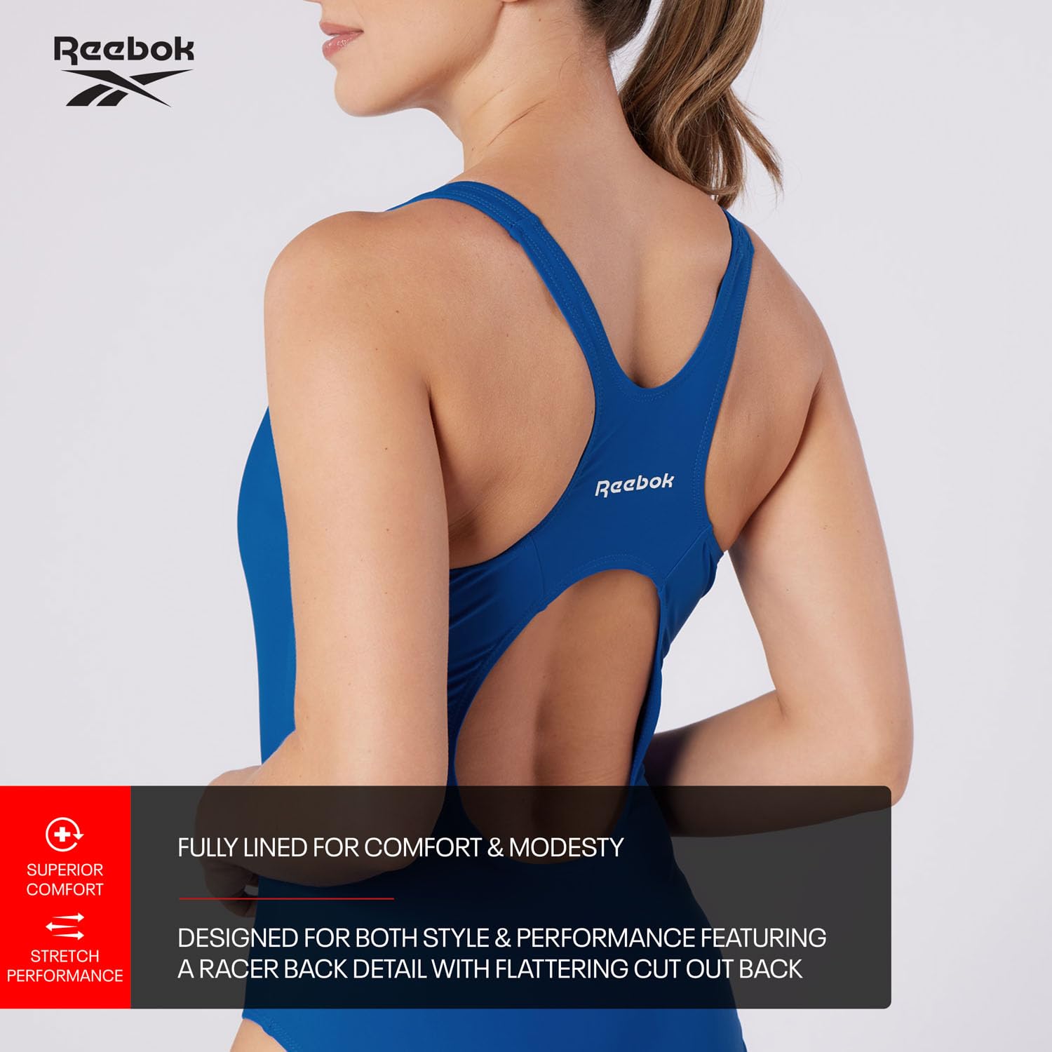 Reebok Womens Reebok Swimsuit One Piece in Blue Costume Intero Donna