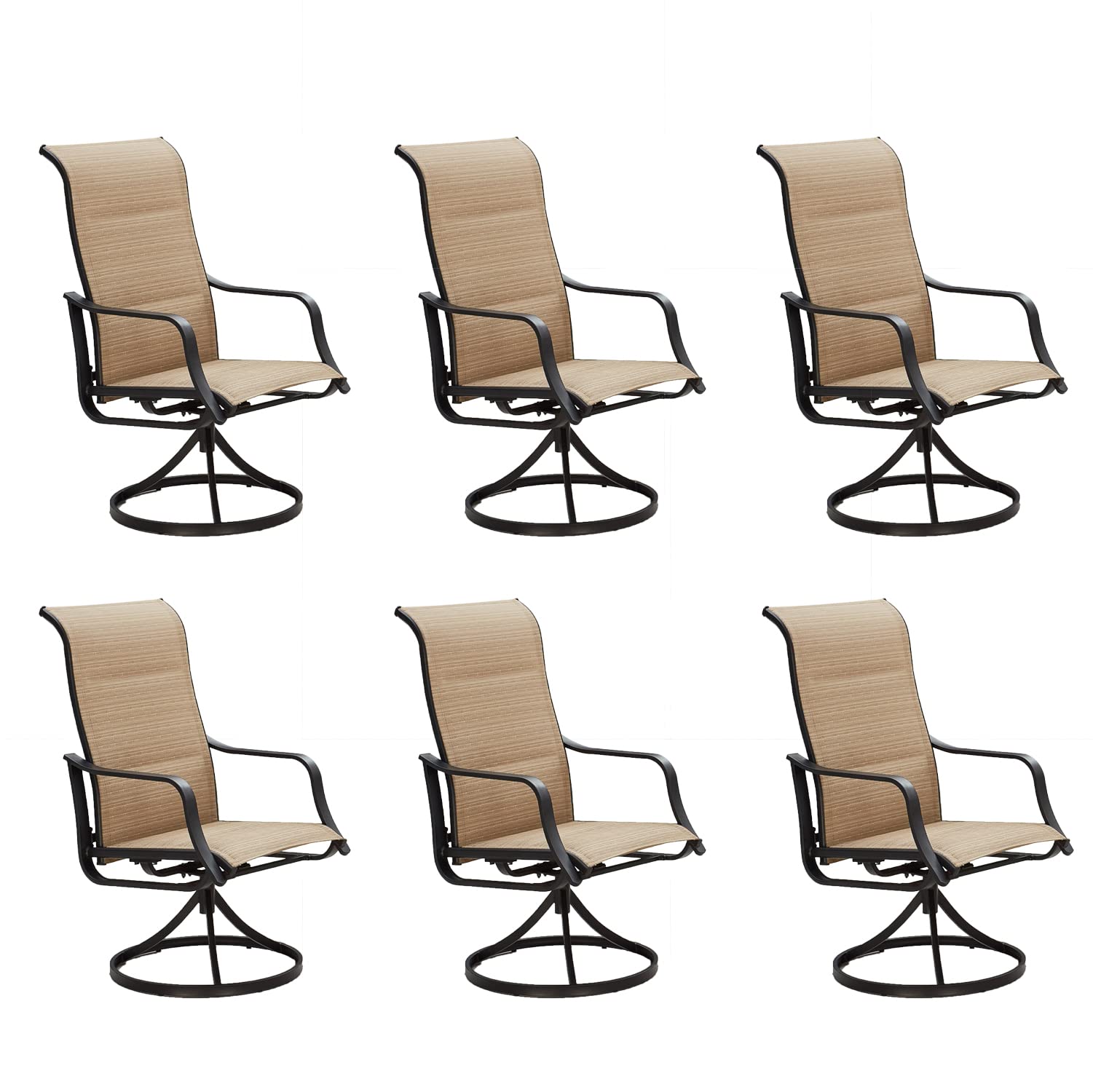 Buy Festival Depot Patio Chairs Set of Outdoor Dining Chair Metal Swivel Armchairs with