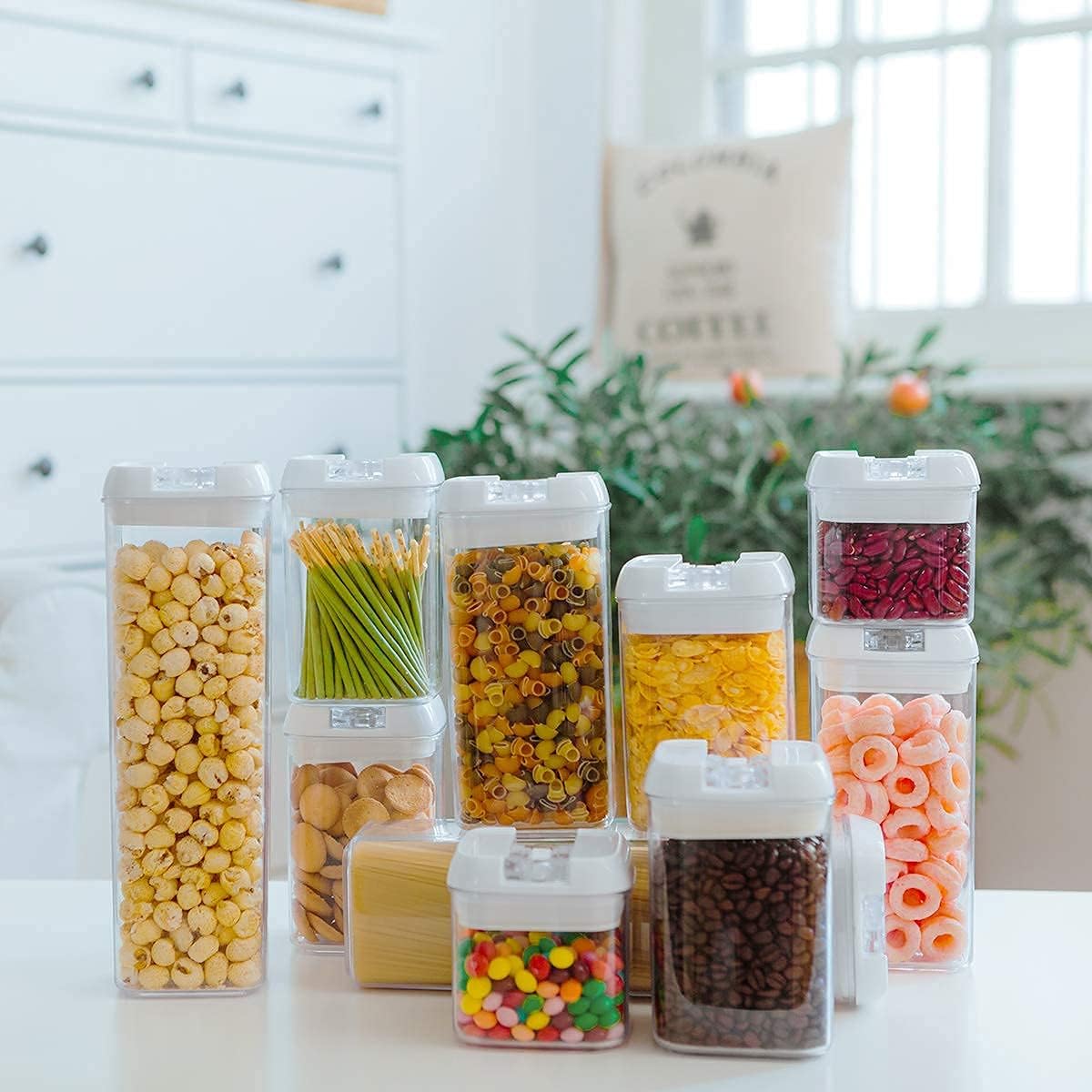 NUMYTON Airtight Food Storage Containers - Pantry Organization and Storage - 10Pcs - Pasta Containers for Pantry - with Lid - for Baking Essentials