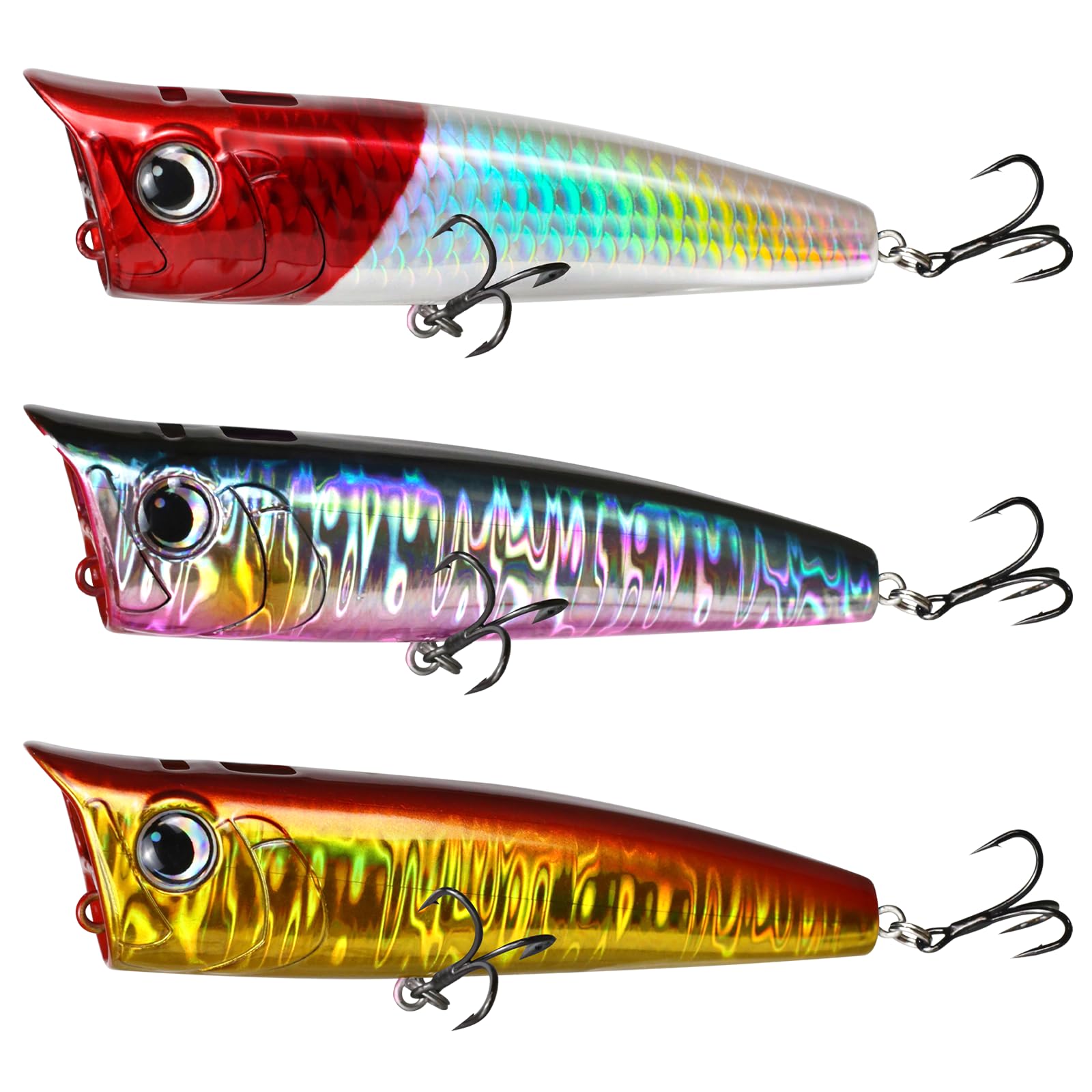 GULULUT Popper Fishing Lure for Freshwater and Saltwater, Floating Popper Lure for Top Water Layer, Lifelike and Shining Bass Lures to Improve Fishing Efficiency, Gift for Men