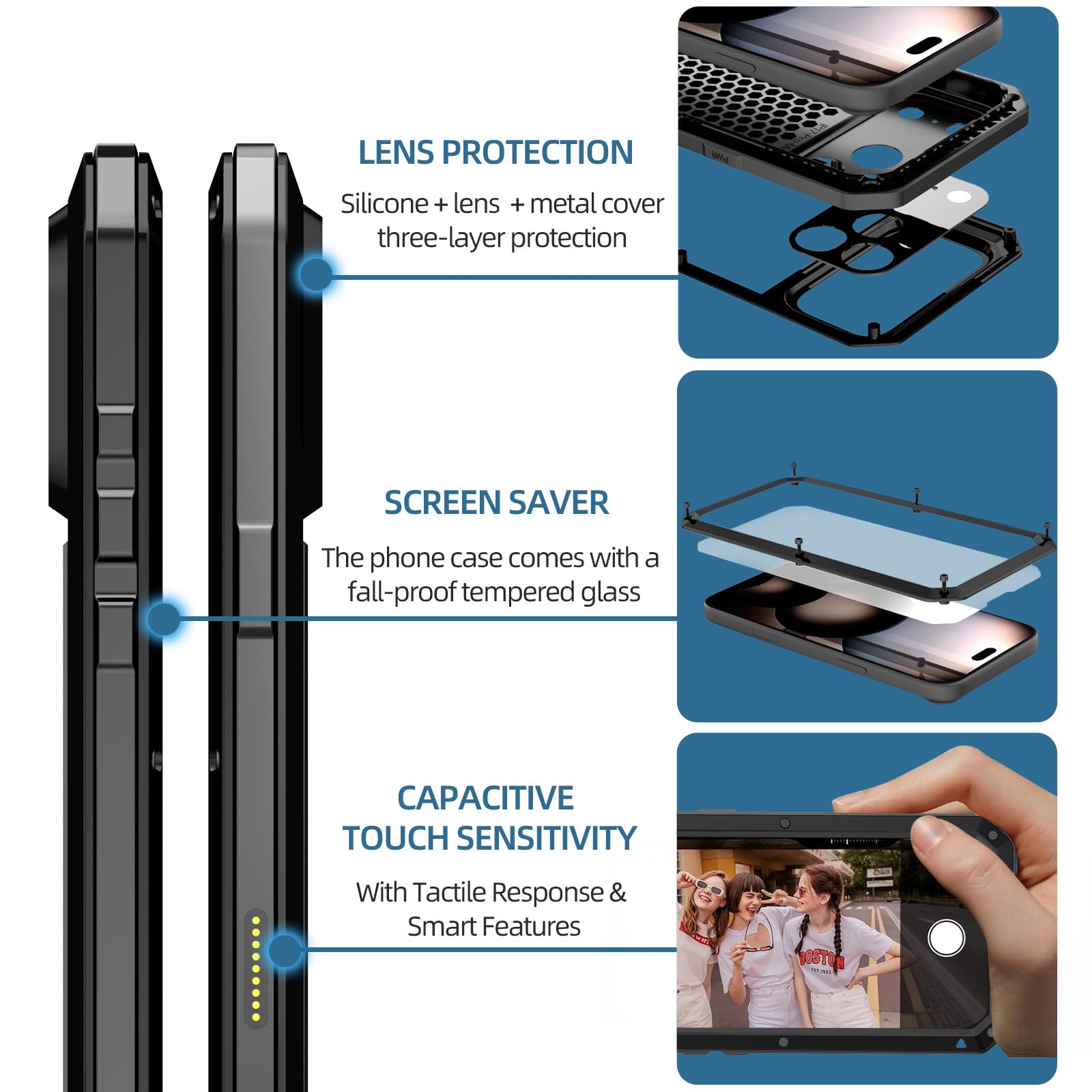 Metalowe Etui Dla iPhone 18 Pro Max/18 Pro, Military Screen Protector