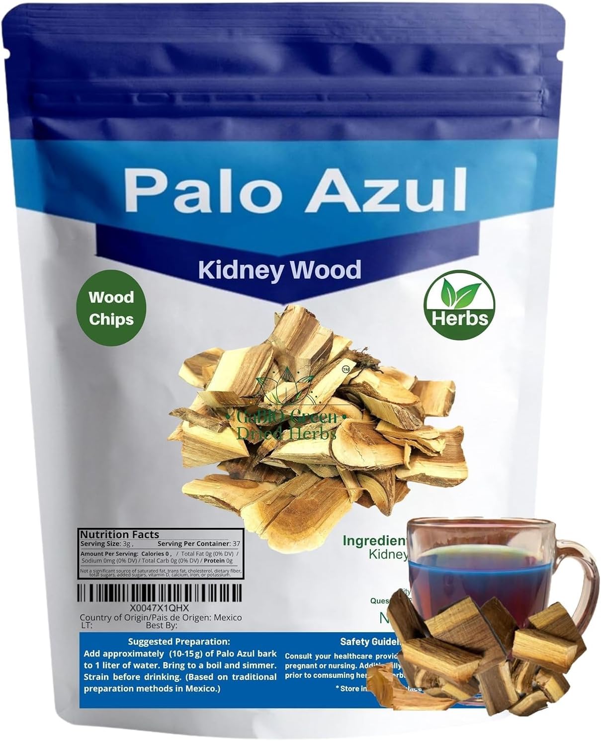 Palo Azul Tea Kidneywood (1/2Pound / 8oz). (Eysenhardtia polystachya) Carefully Packed in a Light-Block Resealable Pouch. Blue stick for Traditional Mexican Infusion by Gabio Green.