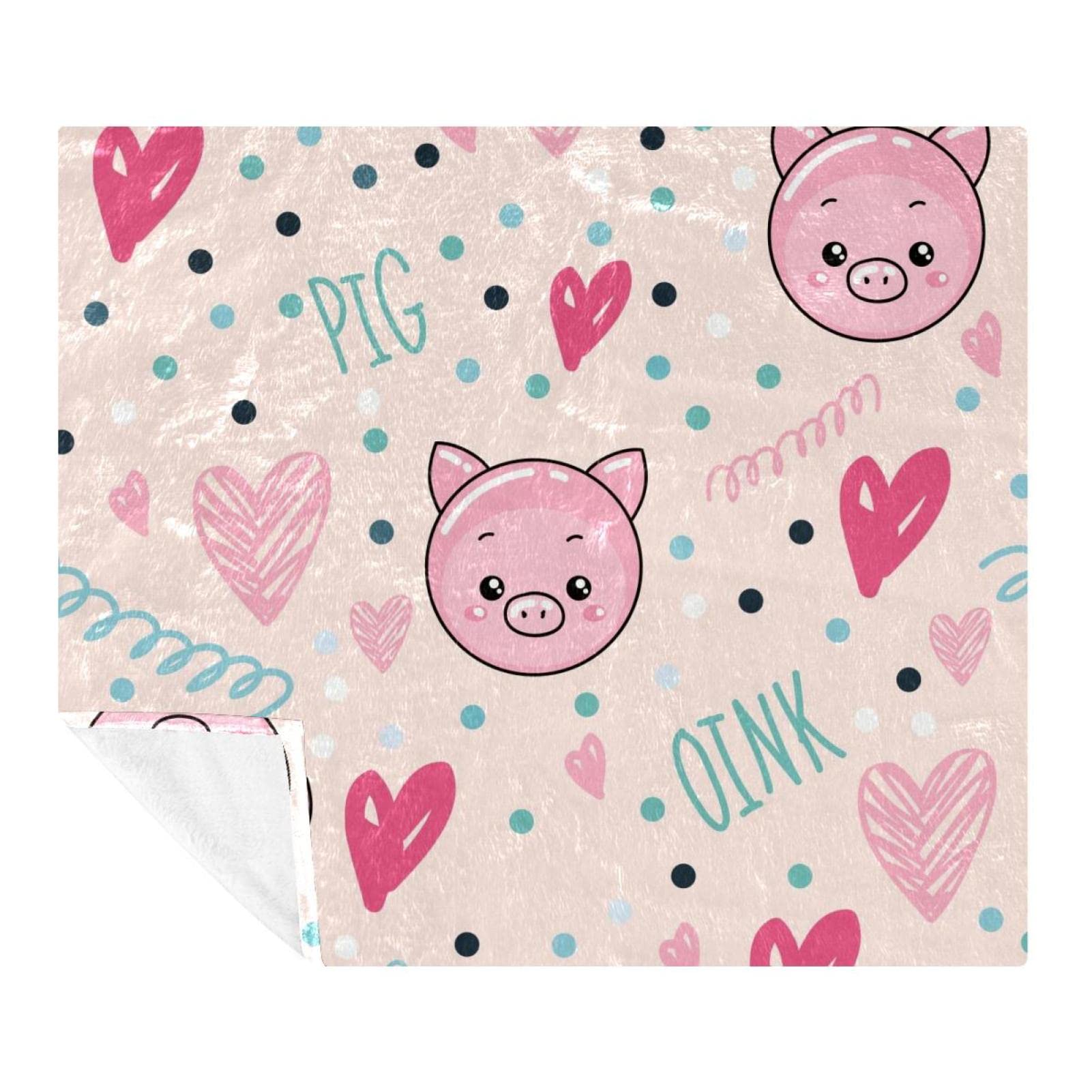 Couverture douce cochon à pois pour vos soirées cocooning canapé