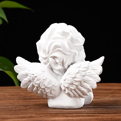 Miniatura 5 de BRABUD Estatua de ángulo blanco de resina estatua de querubín rezando interior al aire libre hogar jardín alas ángel decoración figura colección 4.9