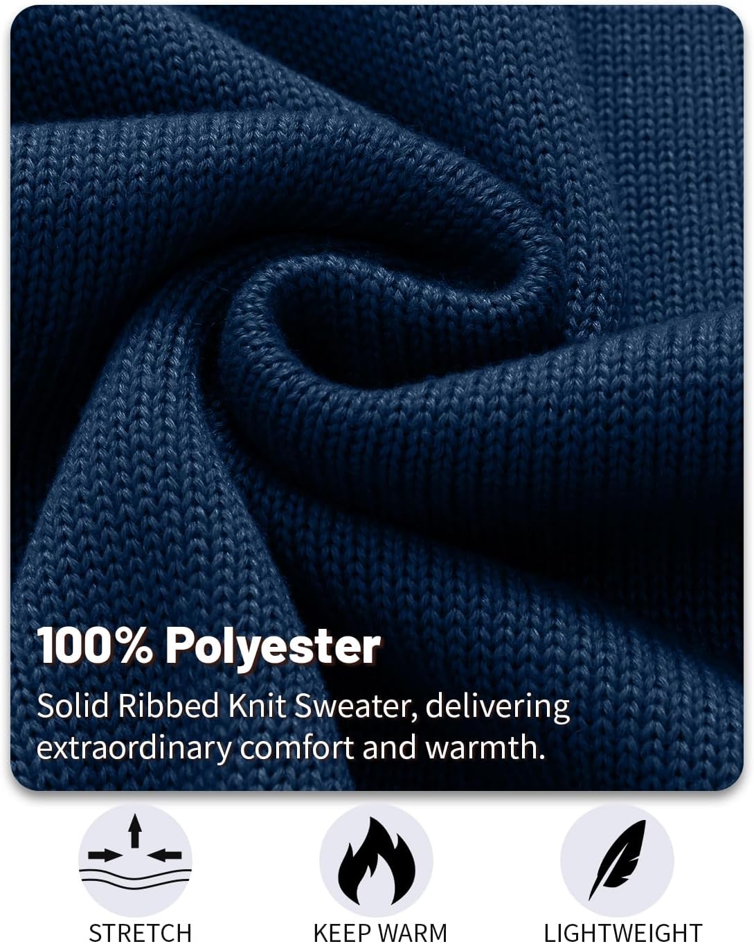 Mens Sweater Quarter Zip Sweater Casual Striped Long Sleeve Fall Winter Warm Polo Pullovers - Image 4