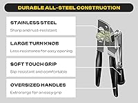 Vista 3 de Abrelatas resistente con imán – Abrelatas comercial manual para personas mayores, de mano, hoja afilada, borde liso, perilla plegable para un fácil