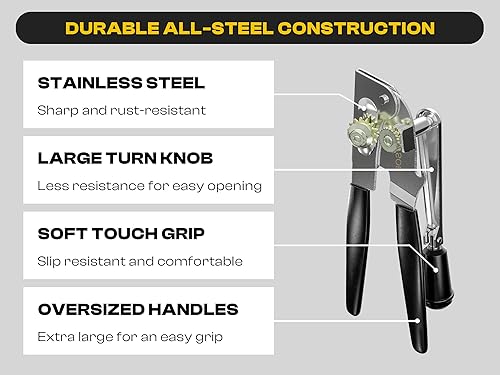Miniatura 3 de Abrelatas resistente con imán  Abrelatas comercial manual para personas mayores, de mano, hoja afilada, borde liso, perilla plegable para un fácil